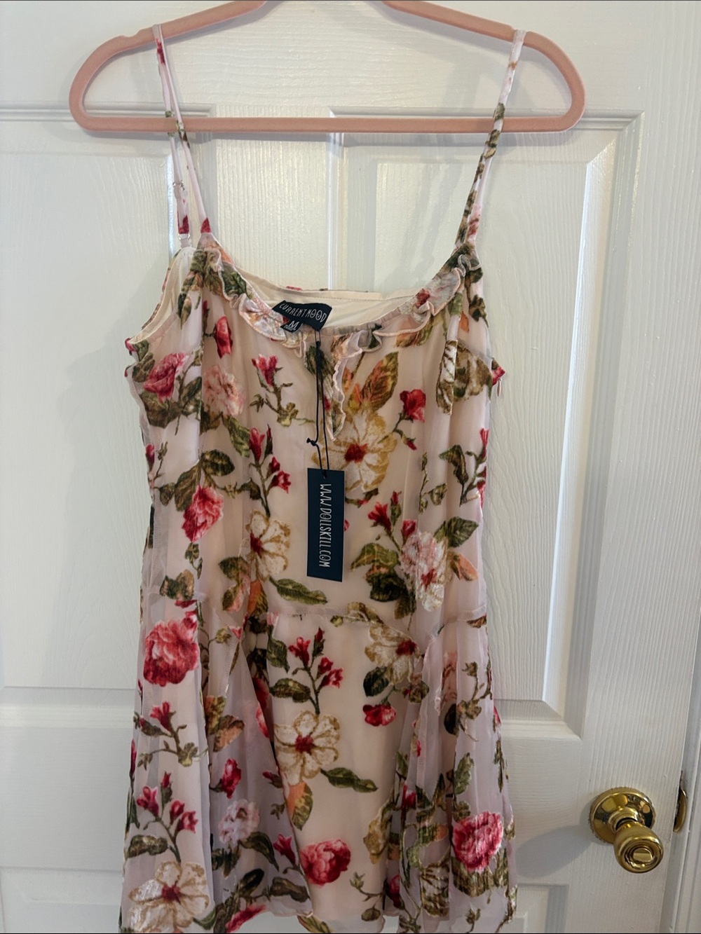 Current Mood Floral Chiffon Mini Dress - Pink & Green